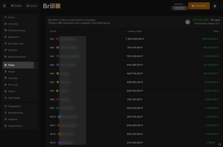 Страница лидерборда